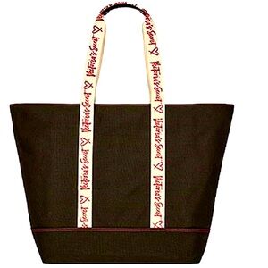 Victoria’s Secret tote bag black with cream strap red VS logo NWT